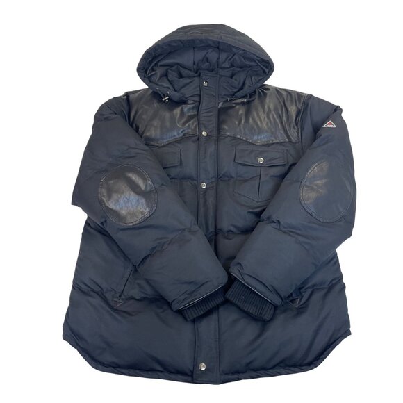 Spire Mens Black Polyester Hooded Jacket With Leather Water-Resistan 4XL - Picture 1 of 6